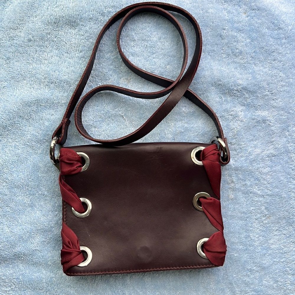 Topshop Leather and Ribbon Crossbody Bag